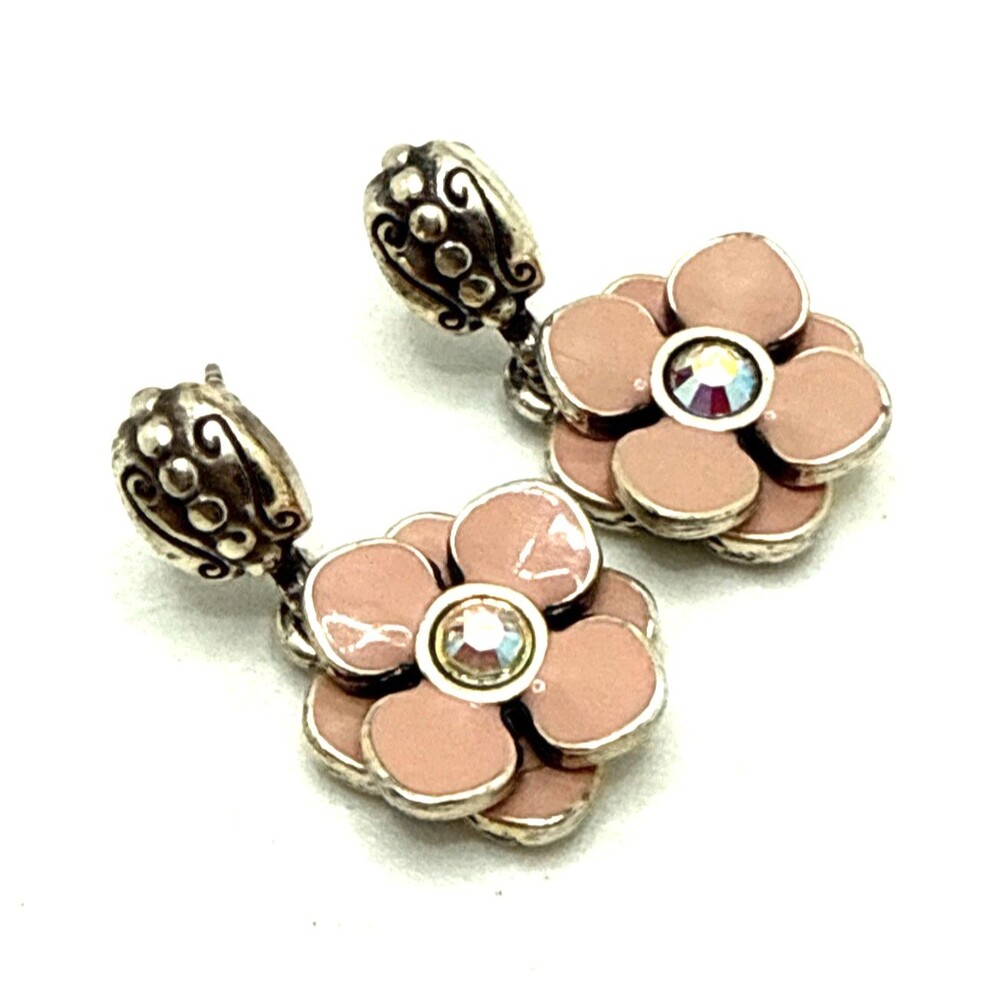 Brighton OPENING NIGHT AT THE MUSEUM Pink Flower Earrings Pierced 1 1/4"